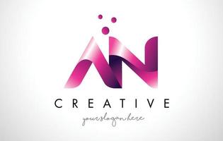 AN Letter Logo Design with Purple Colors and Dots vector