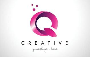 Q Letter Logo Design with Purple Colors and Dots vector