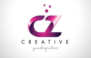 CZ Letter Logo Design with Purple Colors and Dots vector