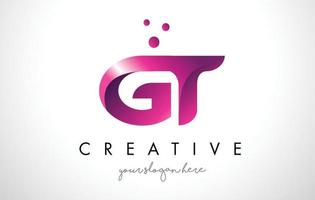 GT Letter Logo Design with Purple Colors and Dots vector