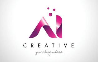 IA Letter Logo Design with Purple Colors and Dots vector