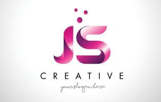 Diseño de logotipo letra js con colores morados y puntos. vector