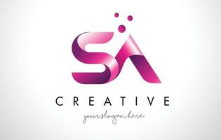 SA Letter Logo Design with Purple Colors and Dots vector