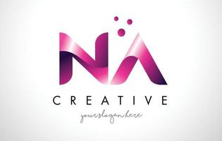 NA Letter Logo Design with Purple Colors and Dots vector