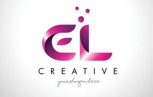 EL Letter Logo Design with Purple Colors and Dots vector