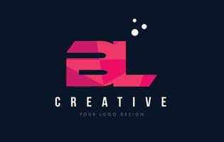 BL B L Letter Logo with Purple Low Poly Pink Triangles Concept vector