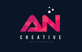 AN A N Letter Logo with Purple Low Poly Pink Triangles Concept vector