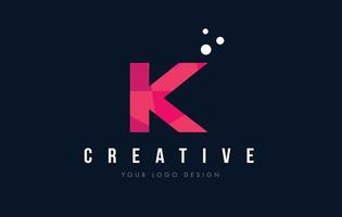 K Letter Logo with Purple Low Poly Pink Triangles Concept vector