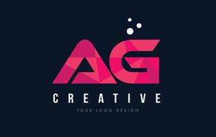 Logotipo de letra ag ag con concepto de triángulos rosa púrpura low poly vector