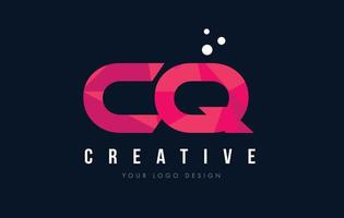 CQ C Q Letter Logo with Purple Low Poly Pink Triangles Concept vector