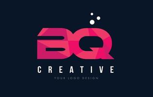 BQ B Q Letter Logo with Purple Low Poly Pink Triangles Concept vector