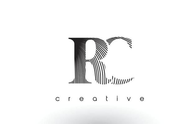 RC Logo Design With Multiple Lines and Black and White Colors.