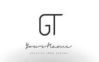 Diseño de logotipo de letras GT delgado. concepto creativo simple letra negra. vector