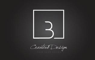 B Square Frame Letter Logo Design with Black and White Colors. vector