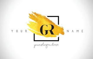 GR Golden Letter Logo Design with Creative Gold Brush Stroke vector