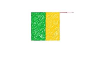 Marcador de bandera de Malí o video de animación de dibujo a lápiz