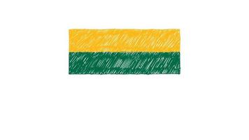 marcador de bandeira da Lituânia ou desenho a lápis de vídeo de animação video