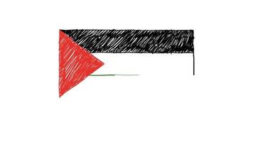 marqueur du drapeau de la palestine ou vidéo d'animation de croquis au crayon video