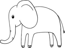 elefante dibujado a mano doodle. escandinavo, nórdico, monocromo, minimalismo. niños lindos imprimir pegatina para colorear decoración vector