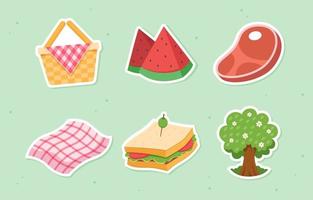 Picnic Sticker Set Collection vector