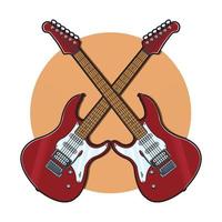 electric guitar on white background. String musical instruments. Cute flat cartoon style. Vector illustration