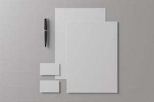 Ilustración 3D. maqueta de papelería blanca. plantilla para el diseño de marca. concepto de negocio. foto