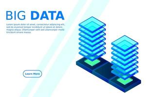 mainframe, servidor alimentado, concepto de alta tecnología, centro de datos, almacenamiento de datos en la nube isométrico vector