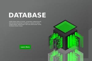 Data center isometric icon, database and cloud data storage concept, PCB slot, server room