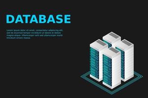 Server room isometric vector, futuristic technology of data protection and processing vector