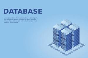 Server room isometric vector, futuristic technology of data protection and processing vector