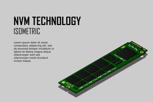 nvme express m.2 memoria ilustración isométrica 3d realista, memoria de acceso aleatorio, componente de hardware de computadora personal vector