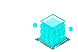 Isometric Digital Technology Web Banner. BIG DATA Machine Learning Algorithms. Analysis and Information vector