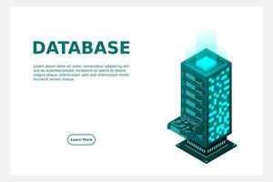 Datacenter isometric vector illustration. Abstract 3d hosting server or data center room background