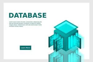 icono isométrico del centro de datos, base de datos y concepto de almacenamiento de datos en la nube, ranura para pcb, sala de servidores vector