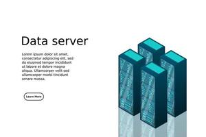 mainframe, servidor alimentado, concepto de alta tecnología, centro de datos, almacenamiento de datos en la nube vector