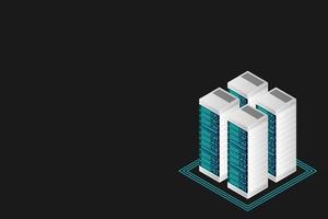 Server room isometric vector, futuristic technology of data protection and processing vector