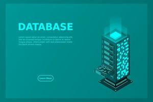 Datacenter isometric vector illustration. Abstract 3d hosting server or data center room background