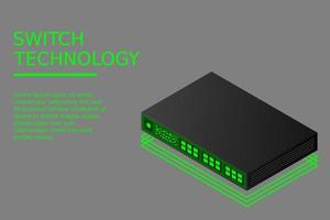 Isometric Switch with Up link Port vector