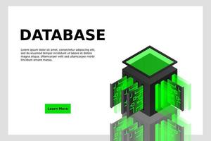 icono isométrico del centro de datos, base de datos y concepto de almacenamiento de datos en la nube, ranura para pcb, sala de servidores vector