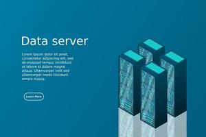 mainframe, servidor alimentado, concepto de alta tecnología, centro de datos, almacenamiento de datos en la nube vector