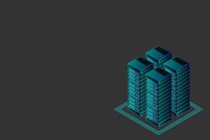 Server room isometric vector, futuristic technology of data protection and processing vector