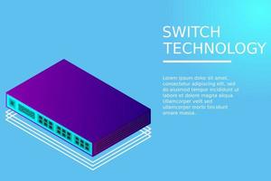 Isometric Switch with Up link Port vector