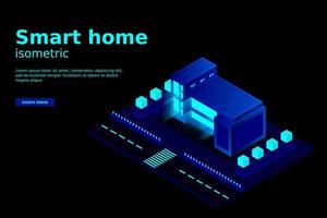 Smart city or intelligent building isometric vector concept. Modern smart city urban planning and development infrastructure buildings