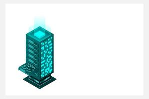 Datacenter isometric vector illustration. Abstract 3d hosting server or data center room background