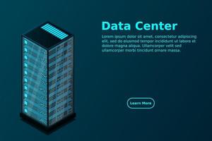 mainframe, servidor alimentado, concepto de alta tecnología, centro de datos, almacenamiento de datos en la nube vector