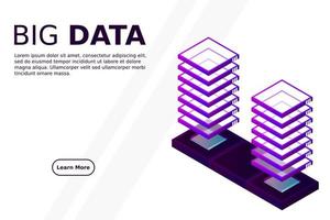 mainframe, servidor alimentado, concepto de alta tecnología, centro de datos, almacenamiento de datos en la nube isométrico vector