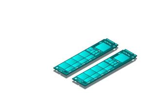 NVME Express M.2 memory realistic 3d isometric illustration, random access memory, personal computer hardware component vector