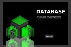 Data center isometric icon, database and cloud data storage concept, PCB slot, server room vector