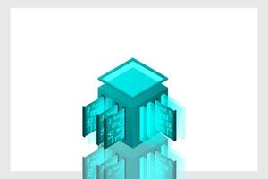 Data center isometric icon, database and cloud data storage concept, PCB slot, server room