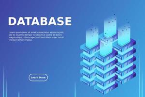 Server room isometric vector, futuristic technology of data protection and processing vector